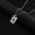 Titanium steel necklace with a polished silver rectangular Ace of Spades pendant - Ace of Spades Pendant + 70cm Curb Chain