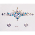 FG326 face and ear jewel stickers with blue diamonds and white pearls on white background - FG326 Pearl Ear Decor Style