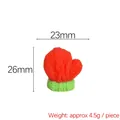 Miniature red resin Christmas glove charm with 23mm width and 26mm height for DIY crafts - Red and Green Gloves