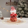 Christmas snowman drawstring candy bag with red snowflake hat and knitted gift bag - J-53 Knitted Bag Snowman