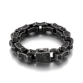 Bracciale da uomo vintage in acciaio inossidabile 304 con motivi totem incisi in grigio scuro - 21cm Nero Opaco