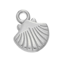 Polished silver stainless steel scallop shell charm pendant with ring for DIY jewelry - Steel 501# Scallop / 10.5*13mm