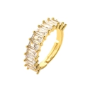 Luxuriöser verstellbarer 18K vergoldeter Ring mit funkelndem Zirkonia im Baguetteschliff - Einstellbar Offen / Weiß