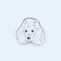 Detailed view of a white poodle enamel pin crafted in cute cartoon style metal alloy - 12-White Poodle