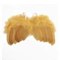 Yellow feather wings for infants photography with elastic straps on white background - Khaki