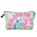 Tie-dye colorful cosmetic bag with rainbow patterns and black zipper closure - Pink Blue Green White Tie-Dye