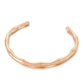 Brazalete abierto de acero inoxidable en oro rosa con diseño de nudos de bambú - Oro Rosa (KB153695-KLX)