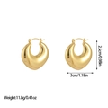 Polished 18K gold plated stainless steel hollow G-shaped hoop earrings for women - Waterdrop Crescent Style (ES110484)