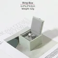 Light green velvet ring box with gold trim and grey lining, 6x6x4cm jewelry case - Ring Box / Green
