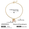 Dimensiones detalladas del collar de corazón rosa en acero inoxidable impermeable - Estilo de Colgante de Corazón de Tulipan (JDN0205011)