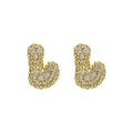 Sparkling 18k gold plated letter L bubble earring with pave set white cubic zirconia - L