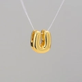 Golden 18k plated bubble balloon letter U pendant with high polished mirror finish - Letter U