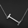 Minimalist silver letter I necklace made of polished stainless steel with fine chain - White Letter I