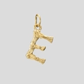 Pendentif lettre E plaqué or avec texture bambou en acier inoxydable durable - Or-E