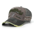 Casquette vintage gris foncé avec broderie BlackRebel et bords jaunes effet usé - Gris Foncé Avec Café (C)