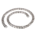 Classic silver stainless steel flat link chain necklace with secure lobster clasp - Steel Color (KN3524-D)