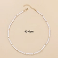 Baroque pearl necklace with gold beads and lobster clasp, length 43cm plus 5cm extender - White with Gold Beads
