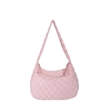 Borsa a tracolla rosa trapuntata con cerniera dorata e tracolla intrecciata da donna - Rosa