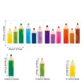 Size guide for 12pcs colorful pencil wall stickers featuring detailed dimensions in inches - Colorful Pencil Set (UV24Y11211T_T)