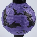 Purple Halloween paper lantern with black bat silhouettes and plastic bases for party decor - Purple Bat Glowing Lantern