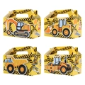 Set di scatole regalo a tema edilizia con disegni di escavatori e bulldozer gialli - Veicoli da cantiere 12 pezzi (4 stili)