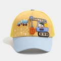 Dettaglio del cappello in rete per bambini con camion 3D e tessuto traspirante - 52cm 2-5 Anni / Giallo