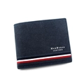 Cartera bifold para hombre en azul marino de cuero mate con detalle rayas - D3301-19 Azul