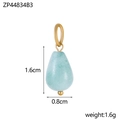 Detailed size view of a 1.6cm light blue teardrop stone pendant with gold metal loop - Aventurine Green