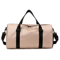 Pink waterproof travel and fitness bag with black straps and large capacity for gym - Plain Style / Rose Gold