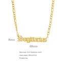 18K gold plated stainless steel Sagittarius zodiac necklace with Figaro chain - Sagittarius / Gold