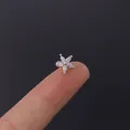 Minimalist daisy flower cartilage stud featuring white marquise zircon on a 20G steel post - White (1#)