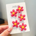 Set da cinque fermagli per capelli con fiori rosa per bambine su carta bianca - Set di 5 Fiore Rosso Rosa