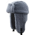Colbacco grigio in pile sherpa con paraorecchie e cinturino regolabile per l'inverno - XL (58-60cm) / Azzurro