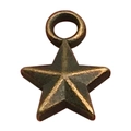 Ciondolo a stella in bronzo antico con anello per creazione gioielli fai da te - Piccola Stella a Cinque Punte 8x11mm