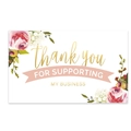 Pink watercolor floral thank you card for business owners with gold script lettering - K-172/Floral Border