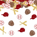 Baseball themed party confetti with glitter hats bats gloves and ball decorations - Baseball, Bat, Glove, Cap / Red