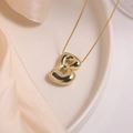 Polished 18K gold plated puff balloon letter B pendant necklace on silk fabric - Letter B (Single Pendant)