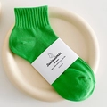 Calze medie in cotone verde brillante con polsini a coste e fascia in carta del marchio - Taglia unica / Verde Kiwi