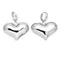 Orecchini a cerchio con pendente a cuore in argento lucido con finitura a specchio elegante - Stile A - Cuore Grande