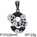 Pendaglio a ingranaggi steampunk vintage a forma di numero 9 con finitura argento - Ciondolo a forma di numero 9 (KP78903-BD)