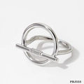 Anello in acciaio inossidabile argento lucido con chiusura OT e barra a T a spirale - Anello Misura 6 (PBJ333) / Argento