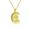 Collier avec pendentif lettre E doré poli au design bulle sur une chaîne fine élégante - Lettre E