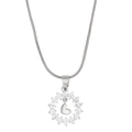 Elegant silver heart necklace with a center pendant surrounded by sparkling cubic zirconia - Silver Round Heart (9443)