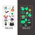 Luminous Halloween cartoon tattoo sticker WS-372 with glowing ghost and bat patterns - Clown and Frankenstein Style (WS-372)