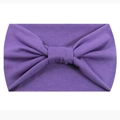 Elastic purple yoga headband with a decorative bow knot in a soft cotton blend fabric - Purple