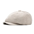 Retro cream white corduroy newsboy cap with classic eight-panel texture for autumn - Beige