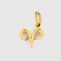 Ciondolo Ariete dorato lucido con ritaglio circolare e anello di aggancio per collana - Aries / Colore acciaio