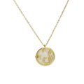18k gold plated brass Scorpio necklace with mother of pearl shell and zircon coin pendant - Scorpio