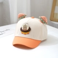 Detail of baby baseball cap featuring orange brim and cute 3D UFO bear embroidery - 48cm (6M-2Y) / Off White