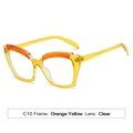 Fashionable cat eye glasses frame in transparent orange and yellow gradient finish - C10 Orange Yellow Frame Clear Lens